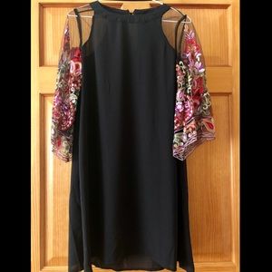 NWOT Black Tunic Dress with Embroidered Sleeves